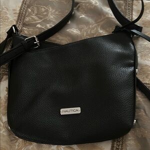 Nautica Black Crossbody Bag with Sleek Design and Silver Accents
